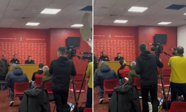 The ceiling falls at Sunderland Stadium during press conference