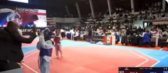 KOMF calls the footage where the coach sees him hitting taekwondisten