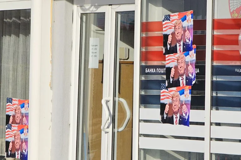 In Leposavic, posters with Donald Trump's image were placed