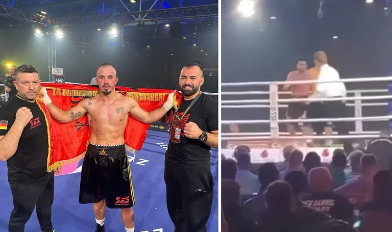 Joxaj derrota al boxeador serbio y celebra con la bandera
