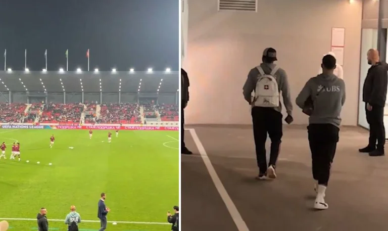 giocatore di calcio albanese così atteso Granit Jaka dai tifosi serbi
