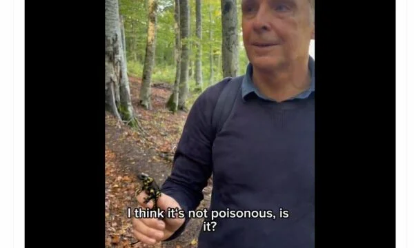 Rohde promeut le tourisme au Kosovo, présente également un lézard qu'il tenait dans sa main alors qu'il montait dans les montagnes de Sharr