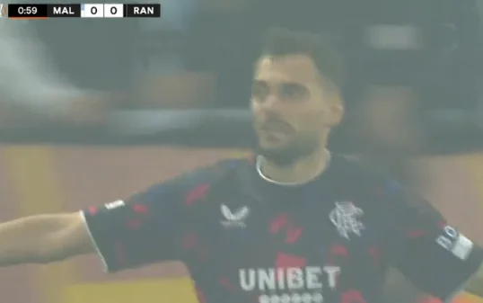 Nedim Bajrami segna il primo gol dei Rangers e della Lega Europea