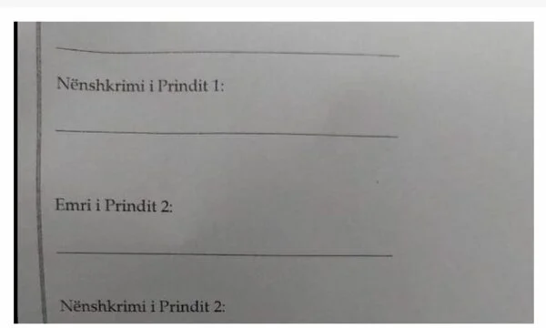 Parent 1 and Parent 2: The school “Elena Gjika” provides clarification for the document that became viral