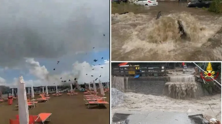 The mighty storm hit Italy. The tornado took everything to a beach in Toscana.