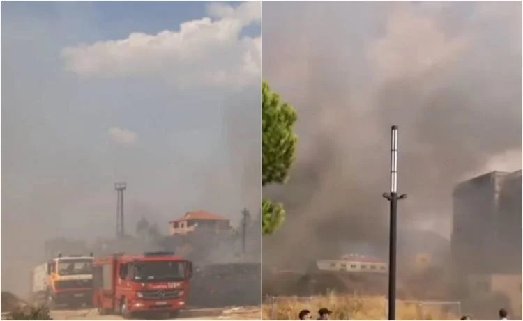 Fire in Tirana, flames and smoke cover area