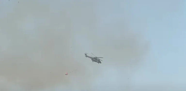 Fire in Strygan, intervene by helicopter