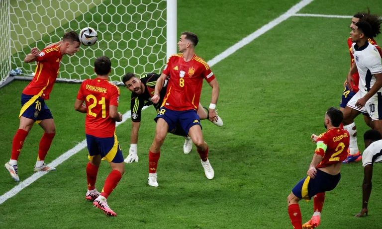 Danny Olmo, Spain's real hero, pulled the ball off the line in the last few minutes.