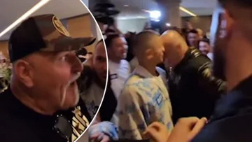 Spannungen vor dem Fury-Usik-Duell: Gypsy King's Vater trifft einen ukrainischen Teammitglied Kopf