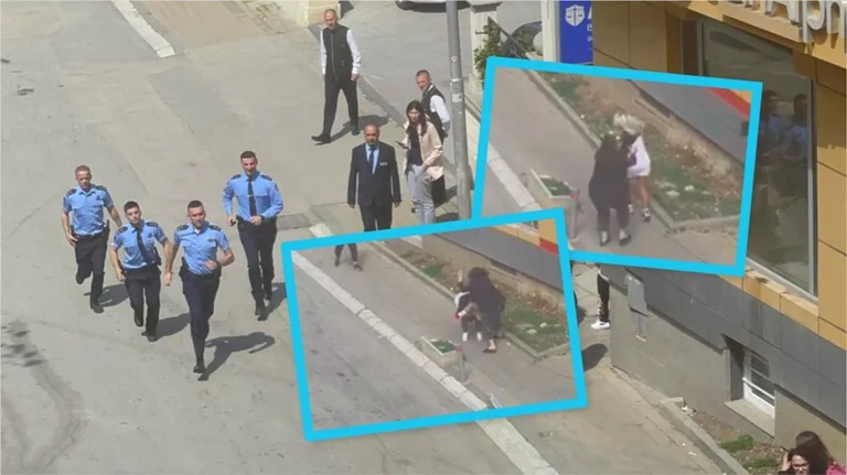 Eine Frau greift und schlägt eine andere Frau in Pristina schlecht. Polizei verhaftet sie innerhalb von Minuten.