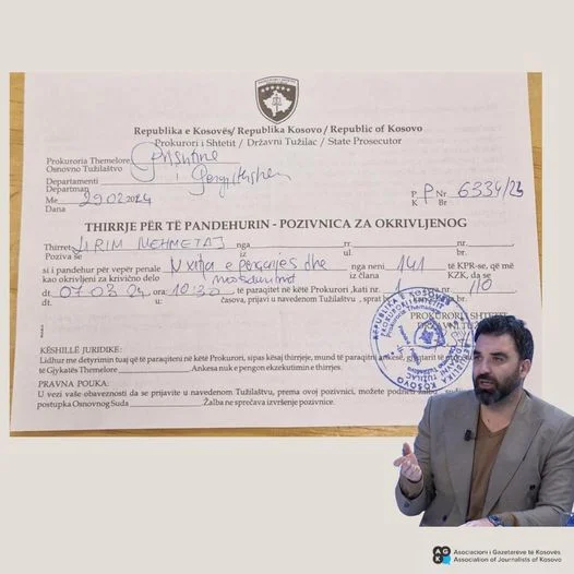 L'avocat connu pour l'affaire du journaliste Lirim Mehmetaj: Pas de raison d'interroger, procureur pour clore cette affaire.