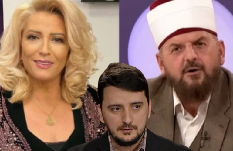 il teologo Drilon Gashi consegna il messaggio a Shefqet Krasniqi dopo la sua dichiarazione a febbraio Fyza: Non possiamo farci coinvolgere nell'opera di Dio.