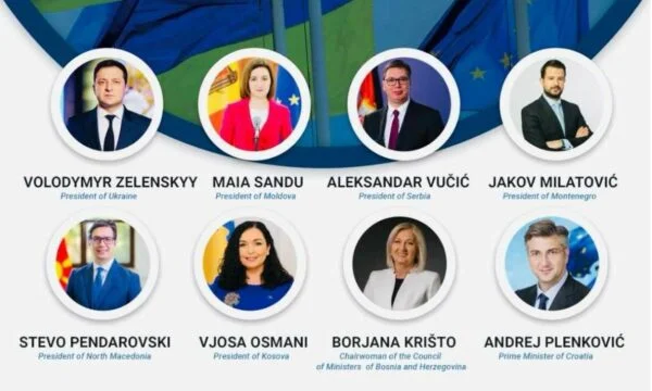 Ce sont des dirigeants présents au sommet pour l'Ukraine à Tirana, parmi lesquels Osmani et Vuciq