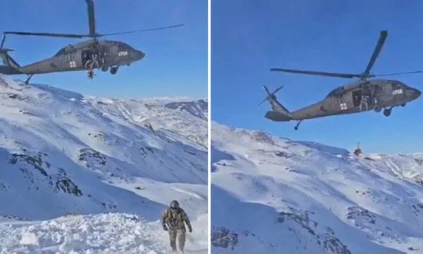 KFOR and the Research Team- Rescues from Kosovo draw two Swiss tourists caught by the avalanche in Kukes