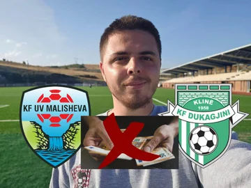 Malisheveva-Dukagin Spiel-Editor, der vom Regisseur eines Clubs nach der Berichterstattung keine Gehälter an Fußballspieler gegeben wurde