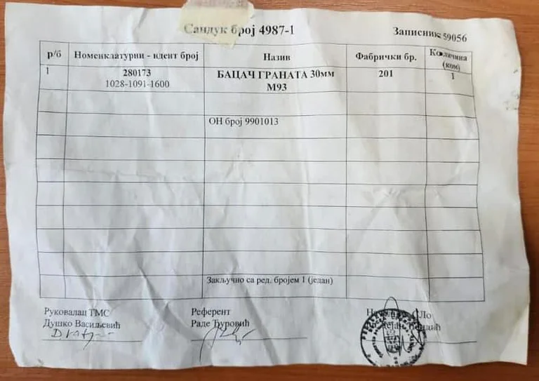 Publikohet tjetër dëshmi: Ushtria e Serbisë i kishte dhënë grupit terrorist vërtetim për lansuesin e granatave