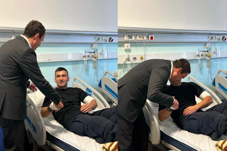 Kryeminsitri Kurti viziton në spital policin e plagosur, Alban Rashiti