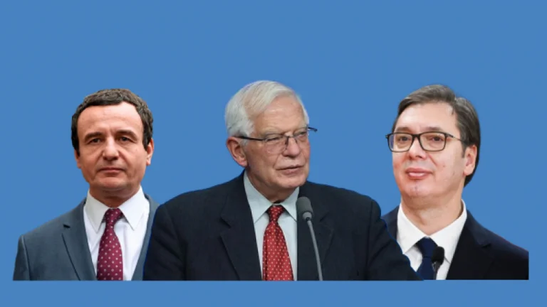 Kurti-Vucciq Treffen, Borrell vor den Medien um 1500 Uhr
