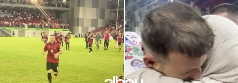 Touch: Ardian Ishmael sieht seine Mutter im Stadion und küsst sie gut nach dem Sieg