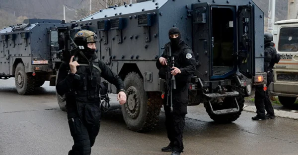 Serbian government media: Special Unit raiding a factory in Zubin Potok