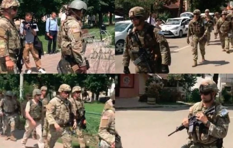 Soldados americanos ingresan al municipio en Leposaviq
