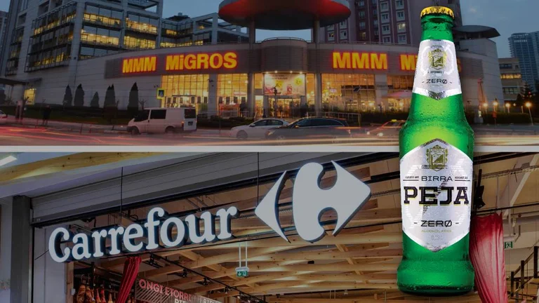 Cerveza Peja Zero de su único tipo importado por los dos mercados más grandes de Turquía, Migros y Carrefour
