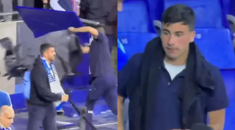 El tifus de Espanyol cubrió su cara y rompió su cámara cara, la venganza de la cinta de televisión era pesada