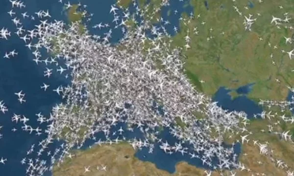 Eso es lo que el tráfico aéreo en el espacio europeo parece