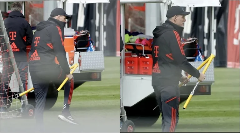 Tucel nervioso con los jugadores en entrenamiento, rompe el equipo de ejercicio
