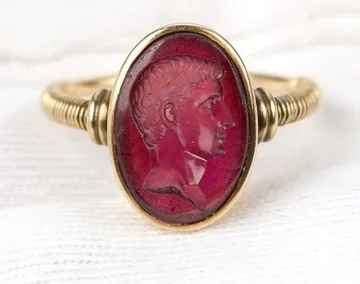 The ring with the head of the man who wrote the story is sold for a high value