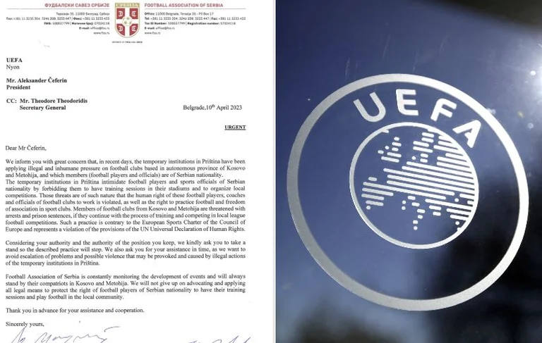 La Federación de Fútbol de Serbia lanza un escandaloso documento de la UEFA, nos presenta como Kosovo y Metohija