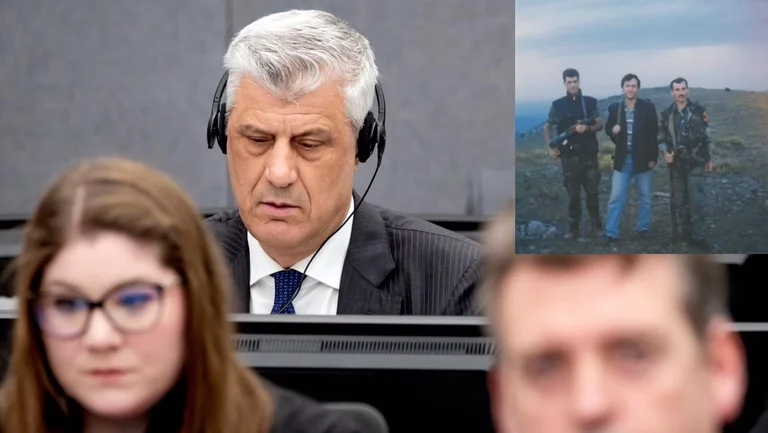 Libera una foto de Thaqi con un arma en la mano