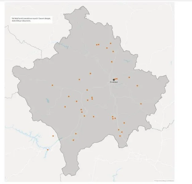 Estos son los lugares en que se cometieron delitos especiales de sospechosos en Kosovo