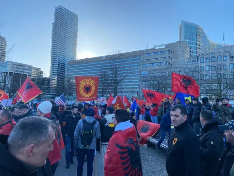 Un gran número de manifestantes en La Haya, vista de escena