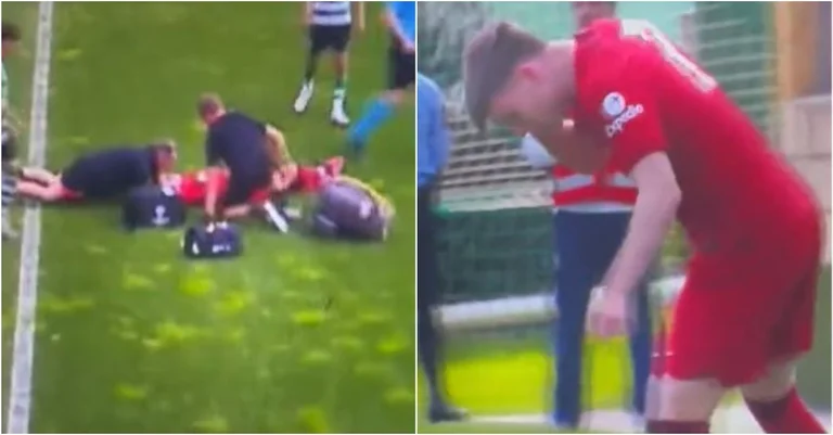 Terrible Verletzung der Junior Champions League, Liverpool Spieler fällt unbewusst