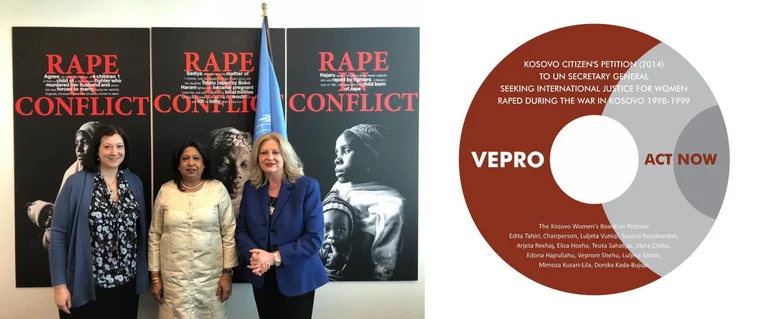 Was mit einer Petition an die UNO für Frauen getan wurde, die von serbischen Kräften vergewaltigt wurden