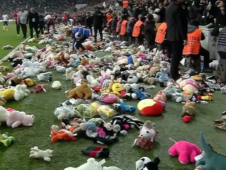 The touching practice of Beskta fans, thousands of bears are thrown into the field for children affected by the earthquake