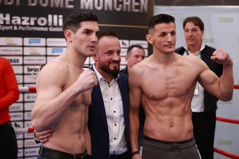 Who is Robin Krasniqi's opponent, his statistics