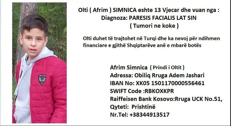 Obiliki, 13 ans, souffre d'une maladie grave dont il a besoin d'aide