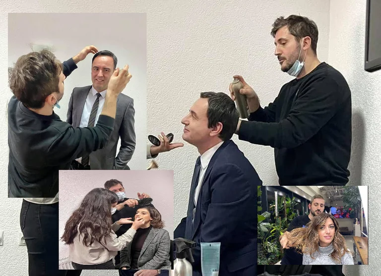 Albin, Glauk, Albulen, Saranda, figure VVI che frequentano un Frisier impiegato con sua moglie