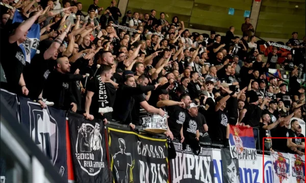 Serbian fans return to scandals, again display Kosovo map with colors of their flag