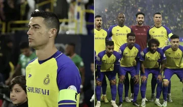 Ein seltsames bisschen. Der Spieler von Al Nasr zeigt, wie das Team, dass Cristian Ronaldo Kapitän wurde.