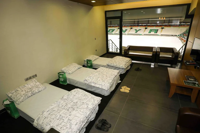 Turkish team Konyaspor opens the stadium's doors to wait for citizens after powerful earthquake struck their country