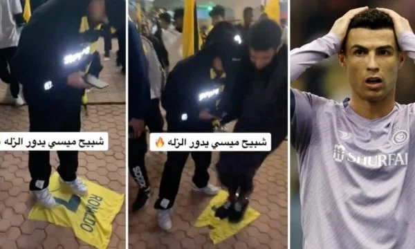 What's going on with Al-Nasr fans, they're seen tearing off Ronaldo's lantern.