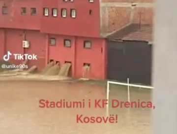 KF Drenica Stadium Überläufe nach jüngsten Regenfällen