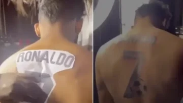 Ronaldos verrückte typhosis Tattoos Portugiesisch Name und Nummer 7