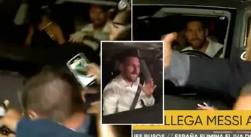 Lionel Messi wurde von Fans blockiert, als er auf der 15. Jubiläumsparty seiner Nichte ankommt.