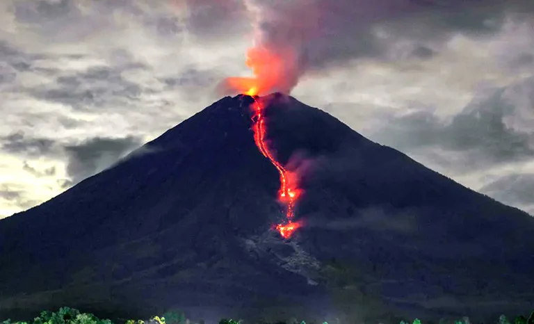 Indonesia's highest volcano explodes