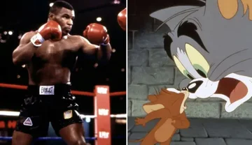 Mike Tyson war schnell Gegner zu schlagen, so dass er zu Hause bekommen und Tom und Jerry ansehen konnte