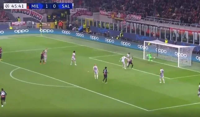 Milan on the right track to move further into the Champions League. The second goal to the Salzburg.